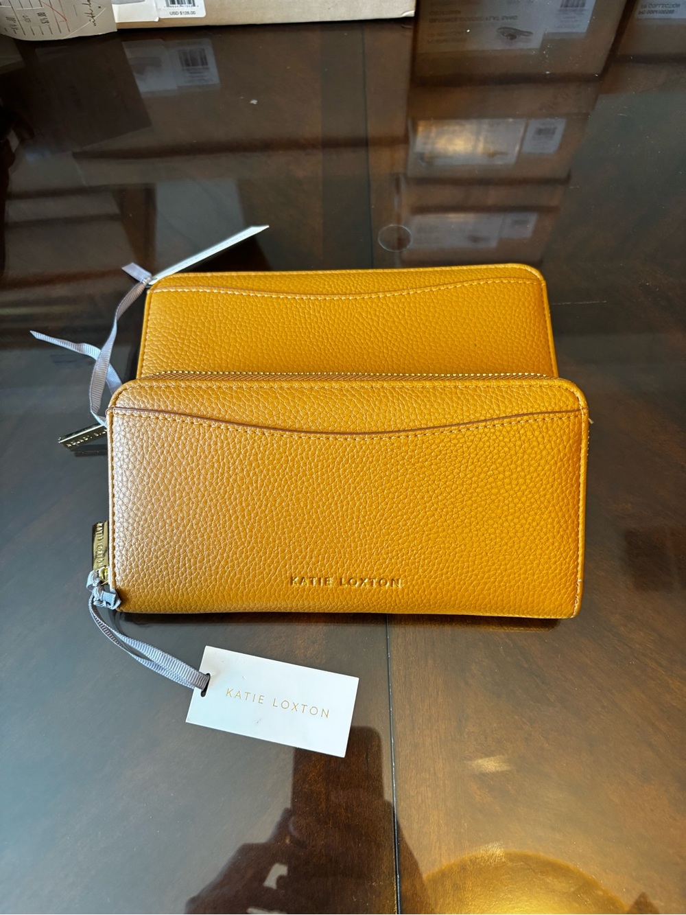 Katie Loxton Mustard Yellow Pebbled Leather Zip Wallet